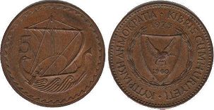монета Кипр 5 милс 1963