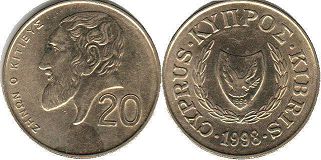 монета Кипр 20 центов 1998