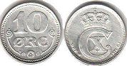 монета Дания 10 эре 1917