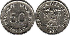 монета Эквадор 50 сентаво 1985