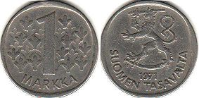 монета Финляндия 1 марка 1971