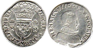 монета Франция тестон 1560
