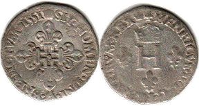 монета Франция 1/2 гроша 1551