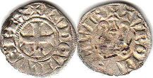 монета Франция денье 1245-1270