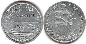 монета Французская Полинезия 1 франк 2007