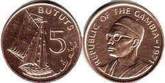 монета Гамбия 5 бутутов 1971