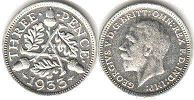 монета Великобритания 3 пенса 1933