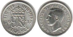монета Великобритания 6 пенсов 1937