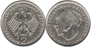 монета ФРГ 2 марки 1975