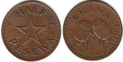 монета Гана 1/2 песевы 1967