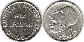 монета Греция 1 драхма 1926
