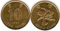 монета Гонконг 10 центов 1997