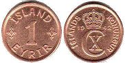 монета Исландия 1 эйрир 1942