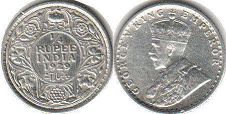 монета Британская Индия 1/4 рупии 1929
