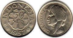 монета Индонезия 50 сен 1957