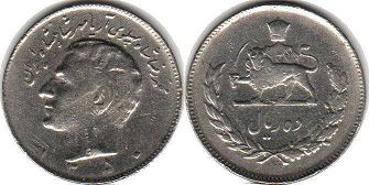 монета Иран 10 риалов 1971