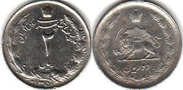монета Иран 2 риала 1972
