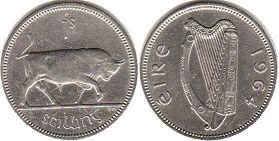монета Ирландия 1 шиллинг 1964