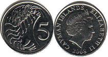 монета Каймановы Острова 5 центов 2008