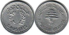 монета Ливан 5 пиастров 1954