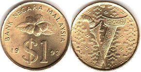 монета Малайзия 1 ринггита 1993