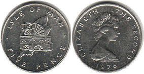 монета Остров Мэн 5 пенсов 1976