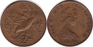 монета Остров Мэн 2 пенса 1980