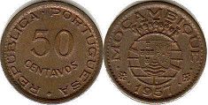 монета Мозамбик 50 сентаво 1957