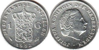 монета Нидерландские Антиллы 1 гульден 1 gulden 1952