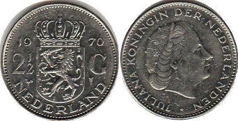 монета Нидерланды 2,5 гульдена 1970
