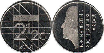 монета Нидерланды 2,5 гульдена 2001