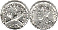 монета Новая Зеландия 3 пенса 1936