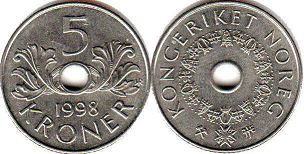 монета Норвегия 5 крон 1998