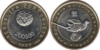 монета Португалия 200 эскудо 1999