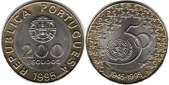 монета Португалия 200 эскудо 1995