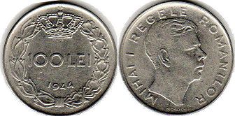 монета Румыния 100 лей 1944