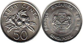монета Сингапур 50 центов 1987