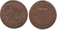 монета Словакия 10 геллеров 1939