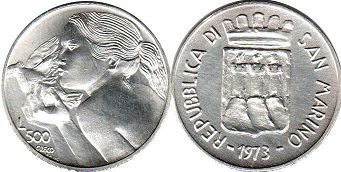 монета Сан-Марино 500 лир 1973
