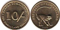 монета Сомалиленд 10 шиллингов 2002