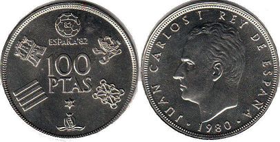 монета Испания 100 песет 1980