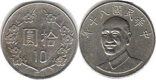 монета Тайвань 10 юаней 1981