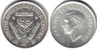 монета Южная Африка 3 пенса 1940