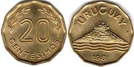 монета Уругвай 20 сентесимо 1981