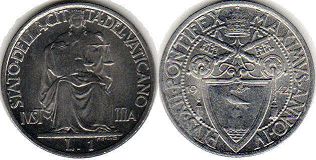монета Ватикан 1 лира 1942
