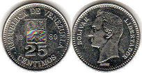 монета Венесуэла 25 сентимо 1989