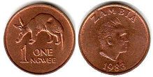 монета Замбия 1 нгве 1983