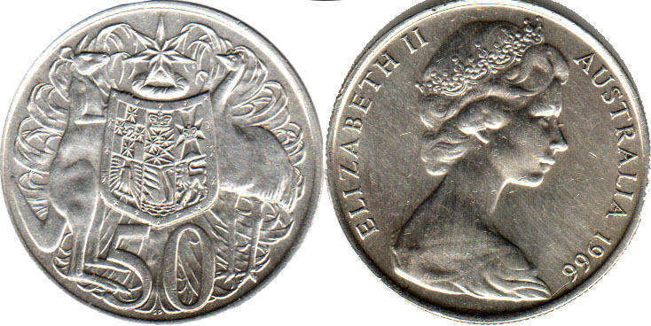 coin Австралия монета 50 центов 1966 Elizabeth II