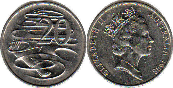 Австралия монета 20 центов 1998 Elizabeth II