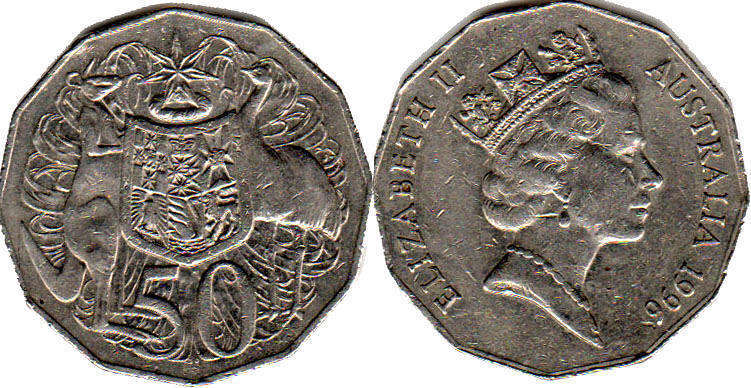 Австралия монета 50 центов 1996 Elizabeth II